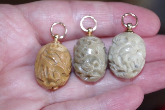 Carved Jade Dragon Focal Point pendent 14k Gold Filled