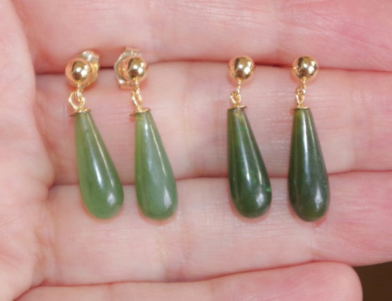 Vintage Gorgeous Genuine 14K Green Jade Jadeite T… - image 8