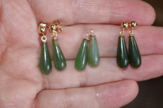 Vintage Gorgeous Genuine 14K Green Jade Jadeite T… - image 7