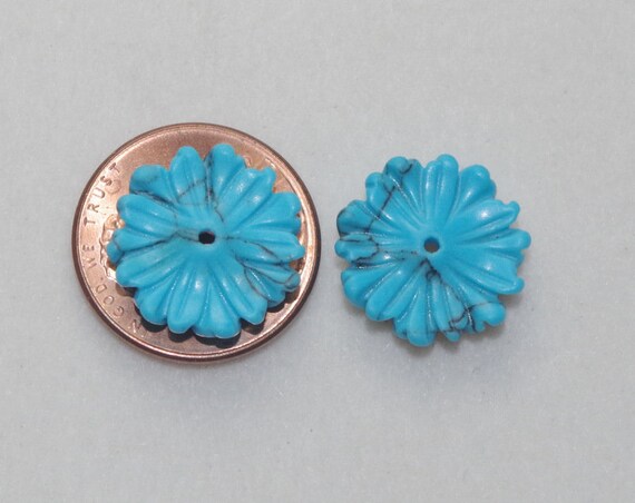 15MM Blue Turquoise Flower Jackets For Stud Earri… - image 3