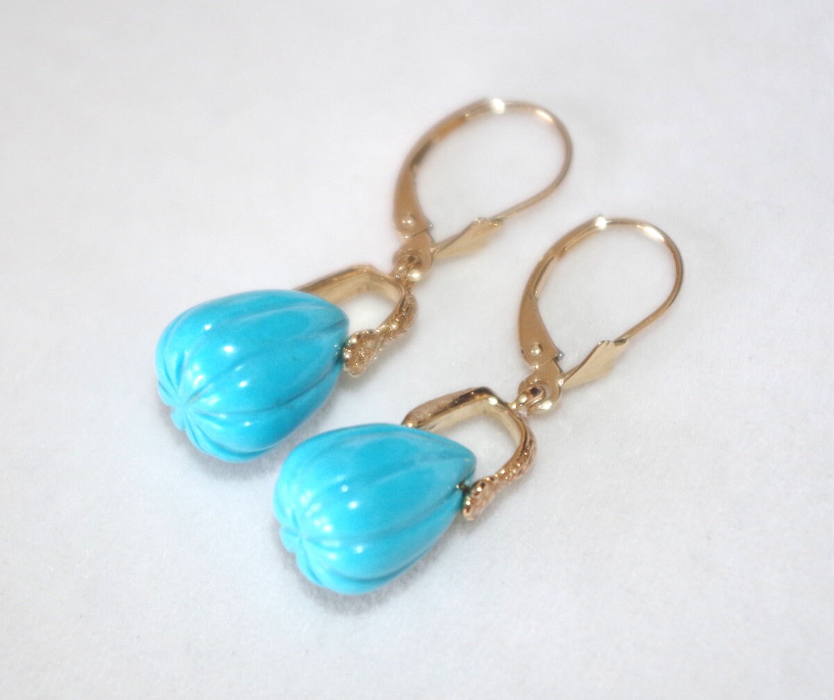 Sleeping Beauty Turquoise 14K Gold Filled Oval Drop Lever-back Earrings by  Salish Sea Inspirations