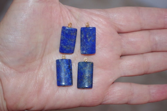 Gorgeous 14K Genuine Large Lapis lazuli Drop Pend… - image 9