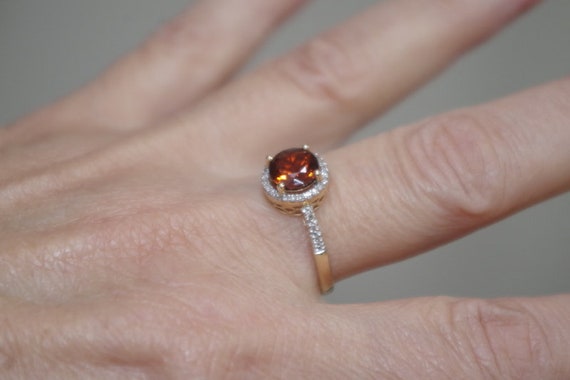 Magnificent Natural Round Madeira Citrine & Diamo… - image 5