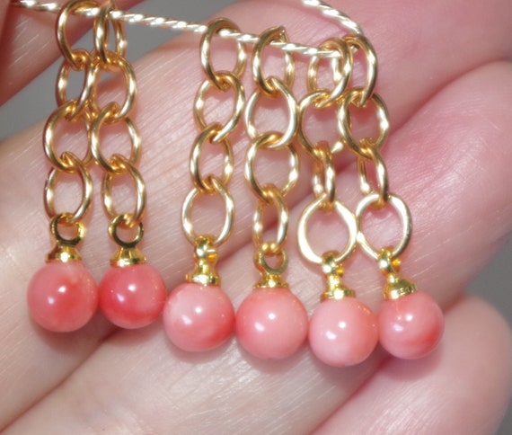 Angel Skin salmon Coral 6MM Small Ball 22MM Drop … - image 2