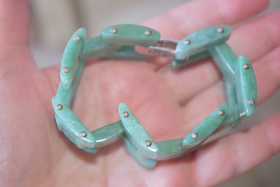 Antique Exquisite Large Interlocking Jadeite Jade… - image 8