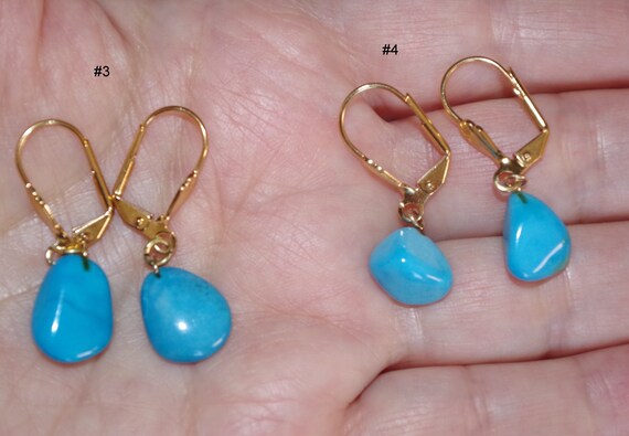 Gorgeous 14K GF Free Form Turquoise Drop Earrings - image 7