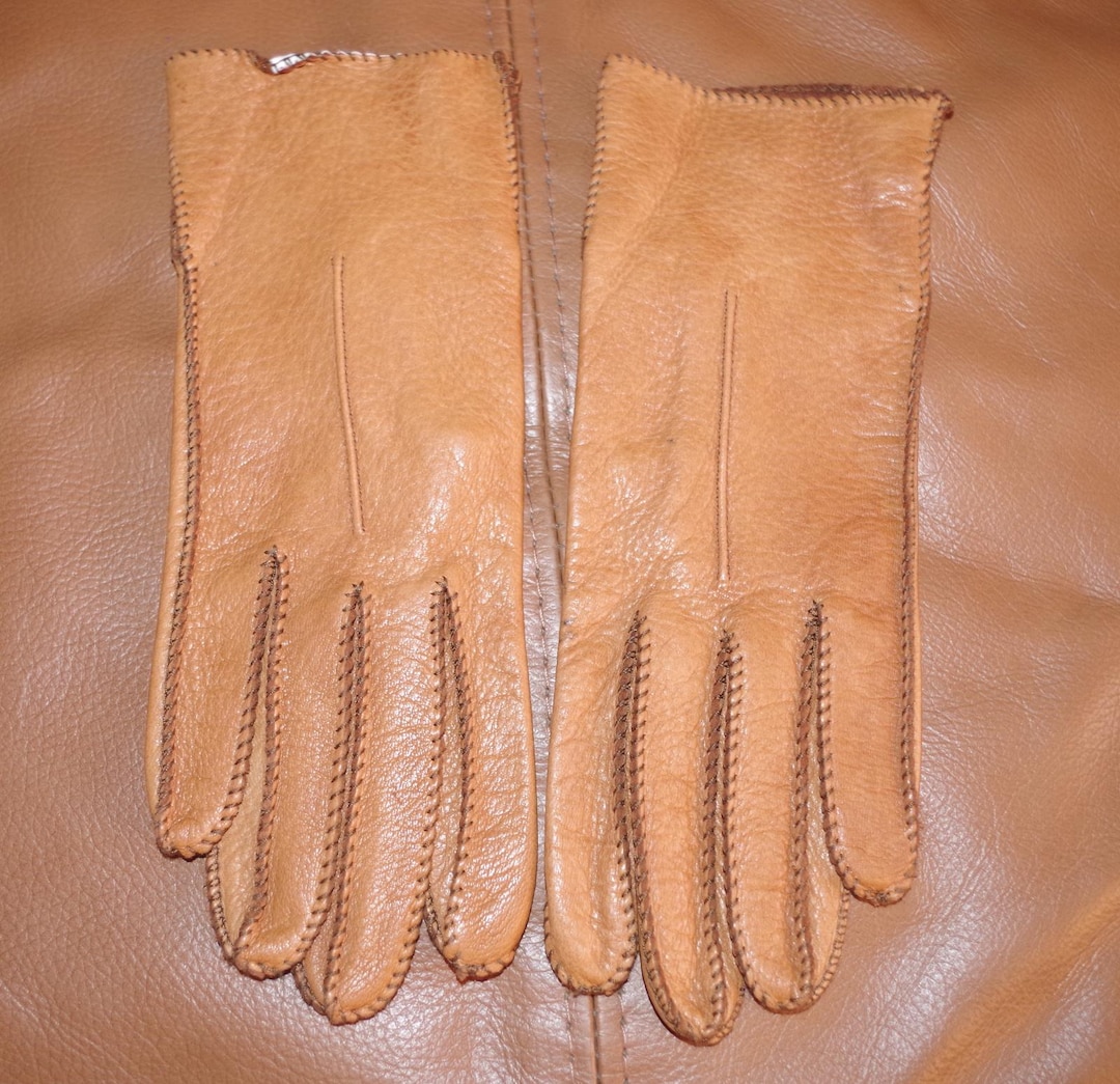 Vintage Deerskin Leather Gloves Soft Cashmere Lined Size Small Etsy 