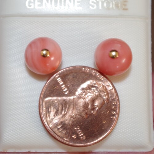 Genuine shops 14K Italian Angel Skin Salmon Coral 10 MM Large Ball Fancy Stud Earrings BB / Multilisting
