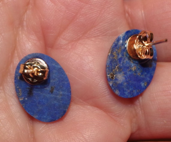 Handmade  14K Old  Stock Lapis Lazuli Large 16mm … - image 2