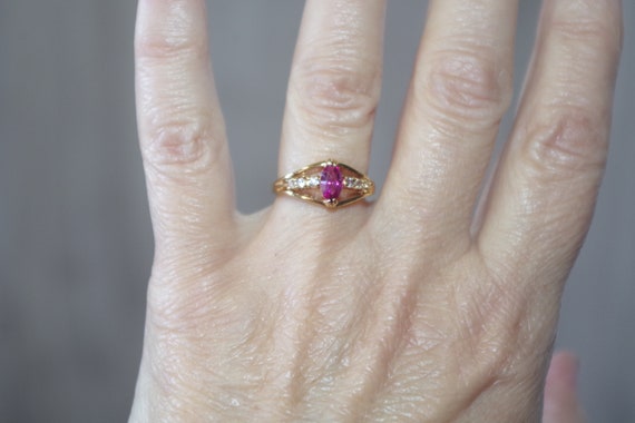 Vintage Pink Topaz 14k Gold Over Brass Band Ring … - image 2