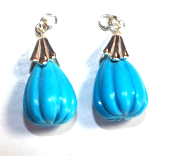 Silverly Orecchini a Lobo 7 mm Gemma Turchese Simulato Forma di