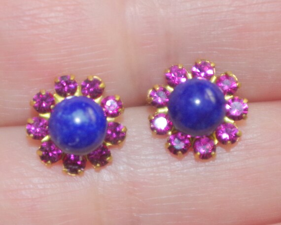 Ruby CZ Flower Earring Jackets: 11mm Vintage Stud… - image 8