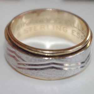 ヴィンテージ スウェールリング シルバー925 10K 10金 銀 1951 Collectible 10K GF & Steling Silver Wave Diamind Cut Band