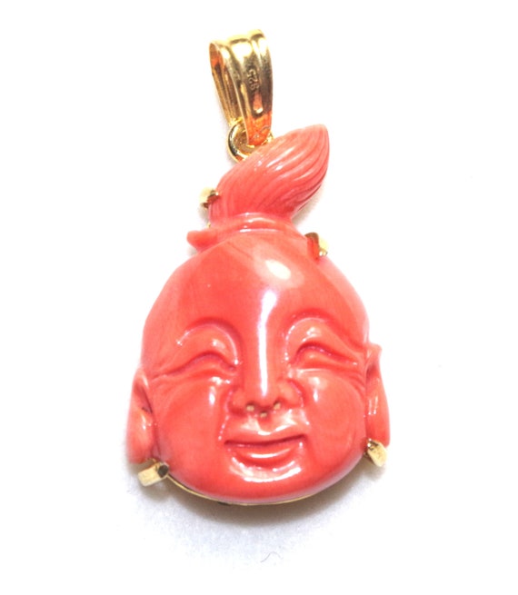 Antique 18k Gold Over Sterling Hand Carved Red Ita