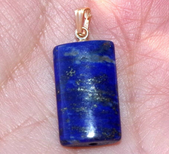 Gorgeous 14K Genuine Large Lapis lazuli Drop Pend… - image 1