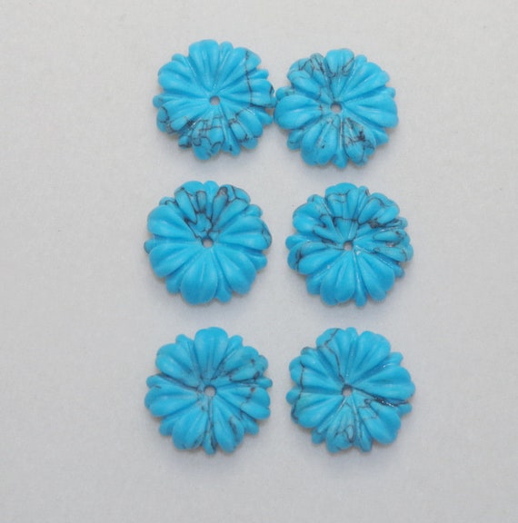 15MM Blue Turquoise Flower Jackets For Stud Earri… - image 10