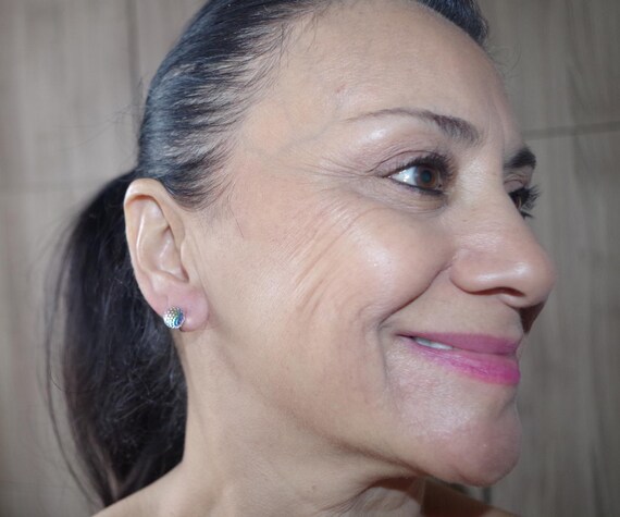 Retro Rainbow Disco Ball Clip On Earrings: Stainless Steel View 6