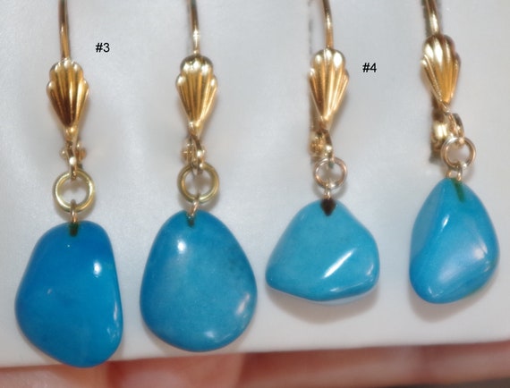 Gorgeous 14K GF Free Form Turquoise Drop Earrings - image 9