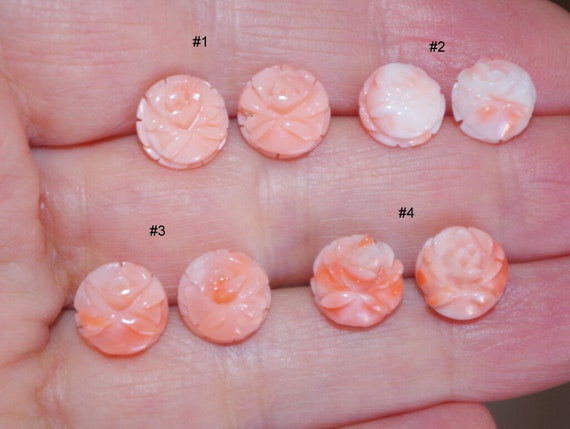 14K Angel Skin Coral Rose Stud Earrings With Slee… - image 8