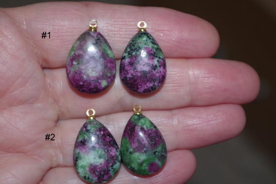 Ruby Zoisite Teardrop Elongated Leverback Earring… - image 7