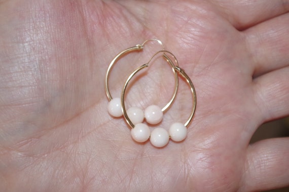 Quality Angel Skin Blush Coral 6MM Ball 14k Hoop … - image 5