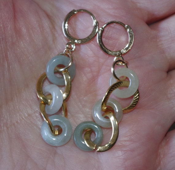 Jadeite Green Jade Focal Point Interlock Circular… - image 8