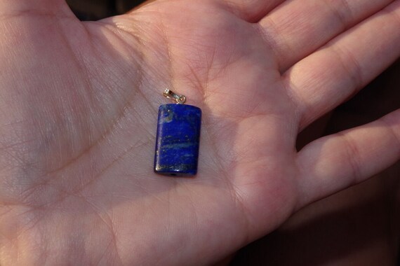 Gorgeous 14K Genuine Large Lapis lazuli Drop Pend… - image 6