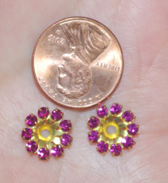 Ruby CZ Flower Earring Jackets: 11mm Vintage Stud… - image 2