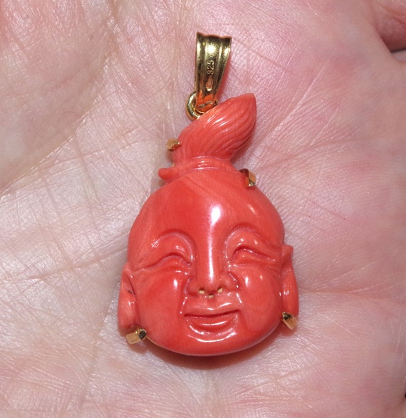 Antique 18k Gold Over Sterling Hand Carved Red Italia… Gem
