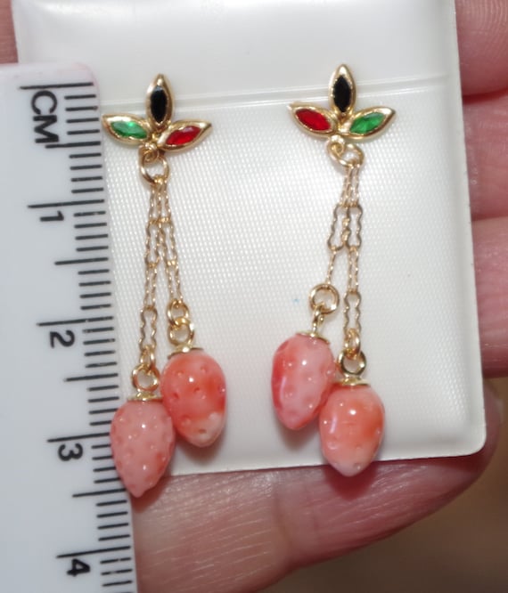 Sapphire Ruby Emerald Red Coral Strawberry Earrings V… Gem