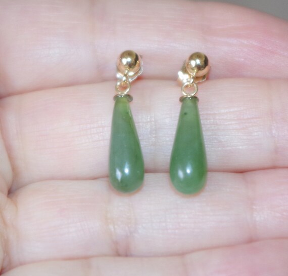 Vintage Gorgeous Genuine 14K Green Jade Jadeite T… - image 5