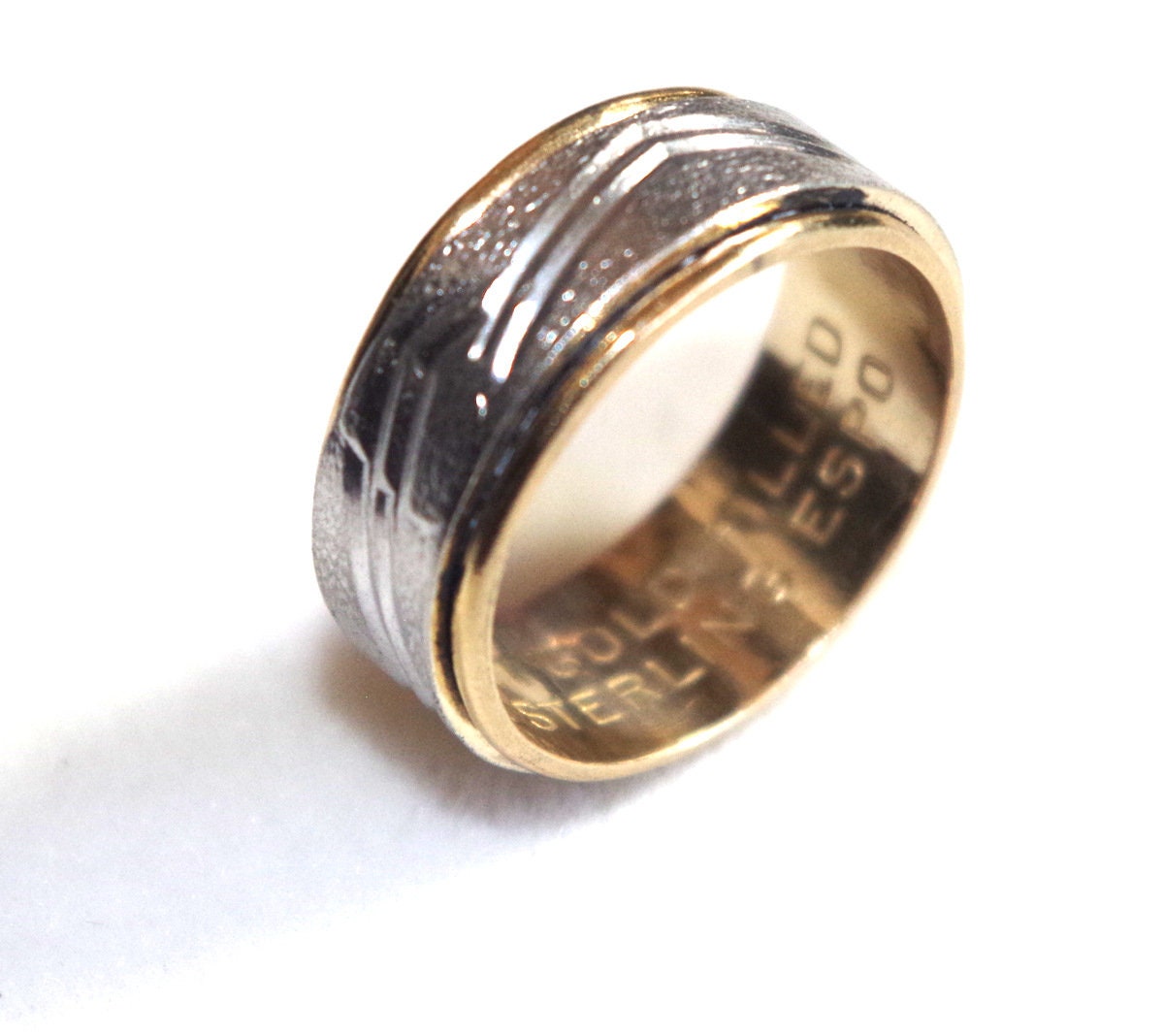 1951 Collectible 10K GF & Steling Silver Wave Diamind Cut Band