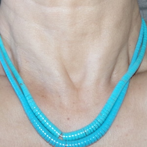 Quality Strand of Heishi Sleeping Beauty Recon Turquoise Graduated Necklace