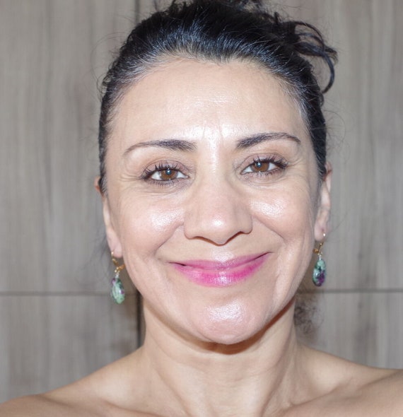 Ruby Zoisite Teardrop Elongated Leverback Earring… - image 6