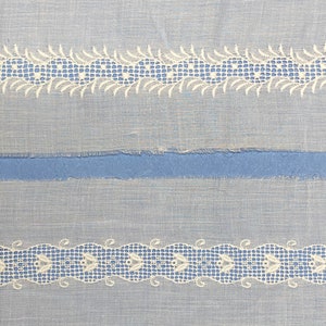 Weiße Schweizer Batist Embroidery Insertion Lace - 2 verschiedene Muster - Heirloom Sewing Accessories - Puppenkleiderzubehör - Verkauft Massenware