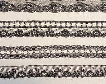 French Vintage Maline Lace-1/2"- 15/16"- 13-23mm-Entredeux, Edgings & Insertions Black NOS-Heirloom sewing-Doll Dress supplies-Sold by yard