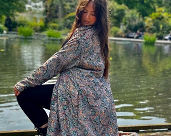 ZUM VERKAUF Wendbare lange Jacke, Sari- und Samtjacke, exotischer Mantel, Kimono-Stil, elegante Jacke, Boho-Mantel, Boho-Chic-Jacke,