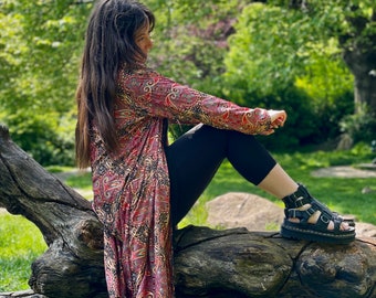 ZUM VERKAUF,Boho Chic Jacke,lange Samtjacke,Sarijacke,Unisex Jacke,handgemachte Jacke,Samtmantel,Wendejacke,Sari,Kimonojacke