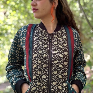 IM ANGEBOT Seiden-Bomberjacke, Boho-Jacke, bedruckte Jacke, Unisex-Jacke, bedruckte Bomberjacke, Partyjacke, Plus-Size-Jacke