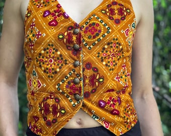 ON SALE Boho chic waistcoat,handmade design