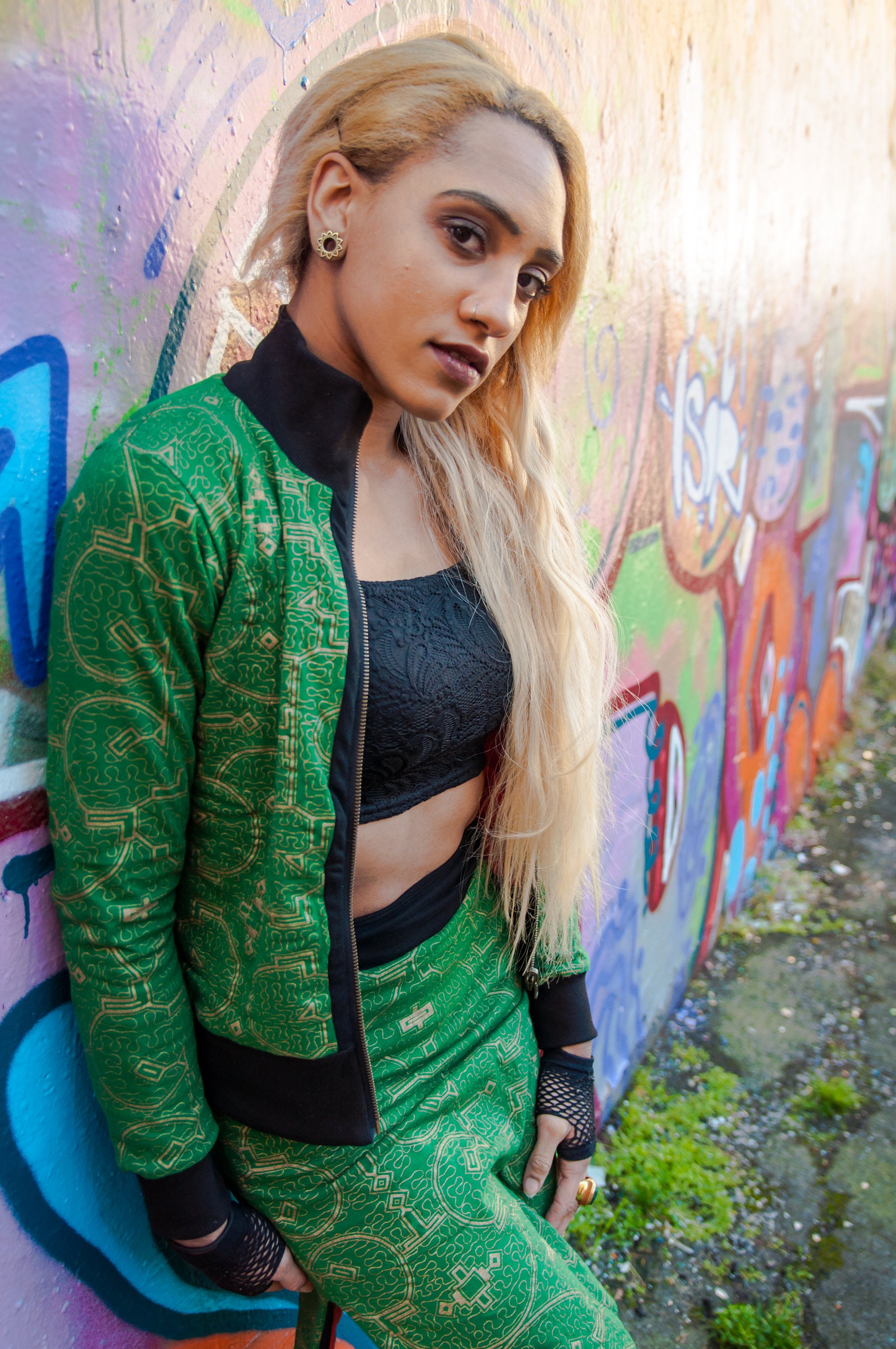 Reversible Long-sleeved Zip-up Top.green With Sacred Geometry - Etsy UK