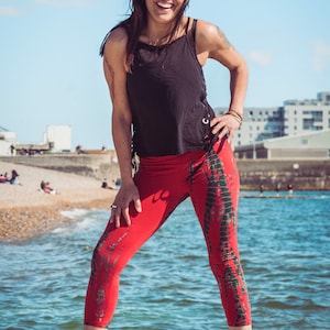 Red tie dye leggings,tie dye leggings,plus size leggings,pirate leggings,cotton leggings,yoga leggings,leggings