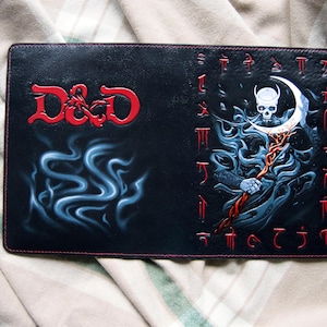 Capa de bloco de notas, capa de couro, cartas de D&D, capa de bloco de notas feita à mão