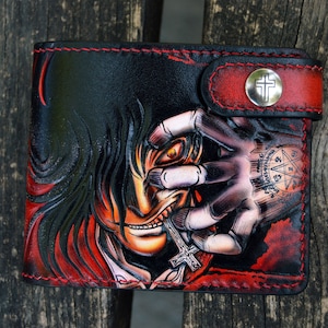 Cartera de cuero personalizada de Alucard Hellsing - Cartera personalizada con estética vampírica - Regalo perfecto para amantes del anime