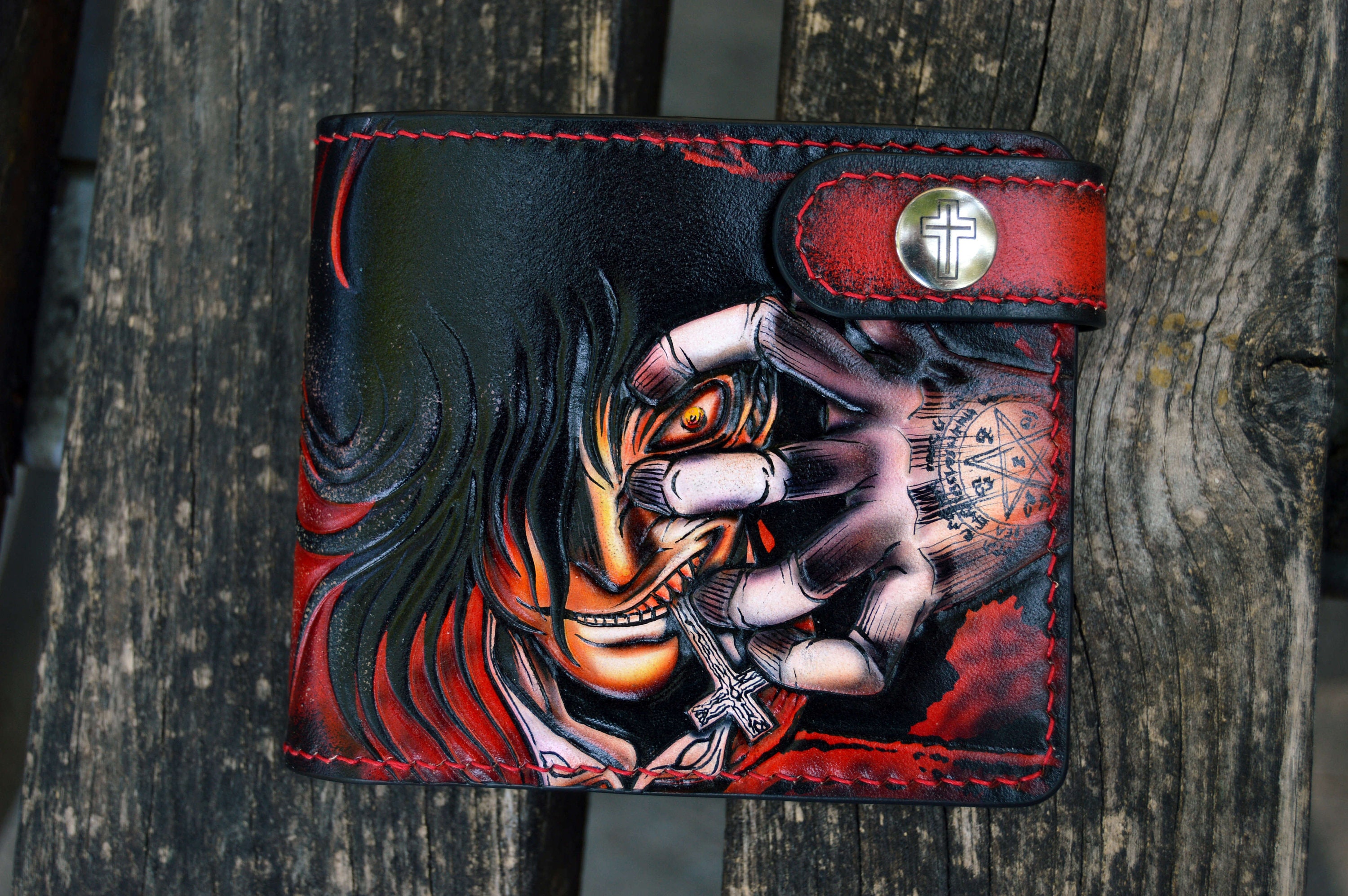 Men's 3D Genuine Leather Wallet, Hand-Carved, Hand-Painted, Leather  Carving, Custom wallet, Personalized wallet, Spiderman