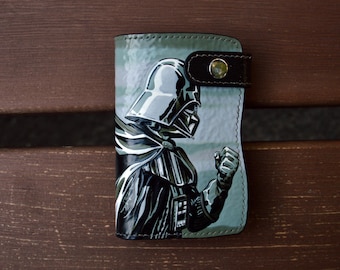Darth Vader & Death Star | Custom Hand-tooled Leather Wallet Inspired by Star Wars