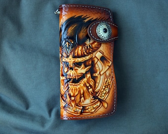 Berserker Spirit | Custom Hand-tooled Leather Wallet, Viking Inspired Gift