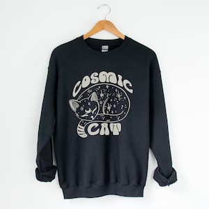Groovy Cat Sweatshirt, Retro Oversized Sweatshirt, Hippie Sweatshirt, Psychedelic Sweater, 70s Sweatshirt, 60s Shirt, Vintage Boho Sweater