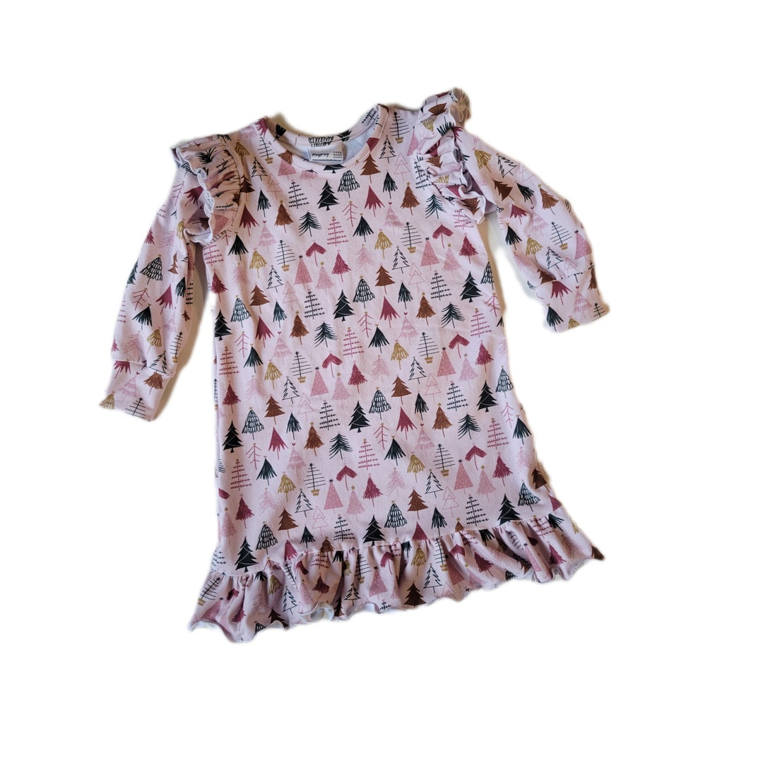 Pink Trees Nightgown Christmas Nightgown Little Girl Etsy