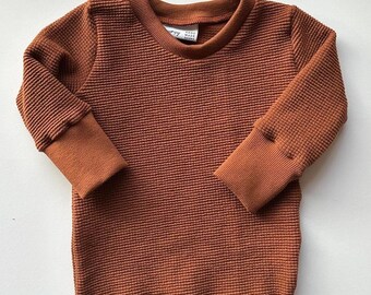 Cinnamon henley - crew neck - organic sweatshirt - handmade sweatshirt - sweatshirt - baby sweatshirt